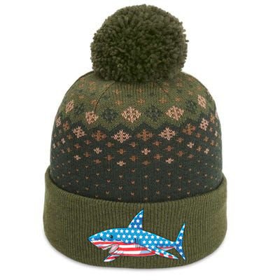 Shark 4th Of July American Flag The Baniff Cuffed Pom Beanie