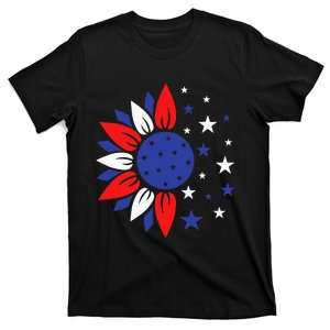 Sunflower 4th of July Merica American Flag T-Shirt