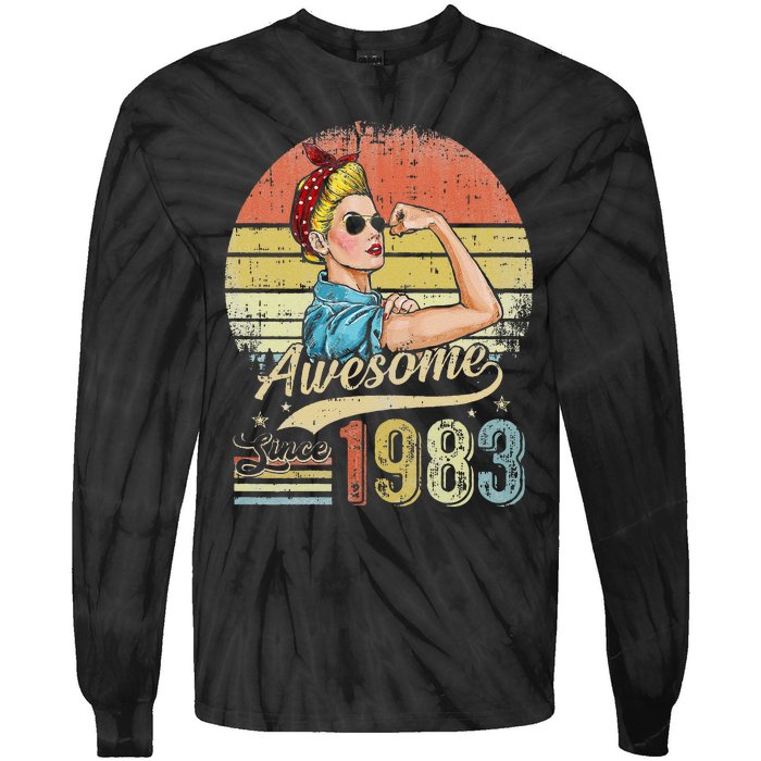 S 40 Year Old Awesome Since 1983 40th Birthday Gifts Tie-Dye Long Sleeve Shirt