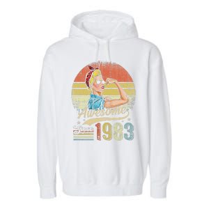 S 40 Year Old Awesome Since 1983 40th Birthday Gifts Garment-Dyed Fleece Hoodie