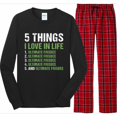 Sport 5 Things I Love In Life Ultimate Frisbee Gift Long Sleeve Pajama Set