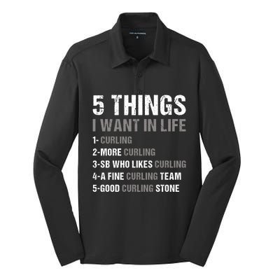 Sport 5 Things I Want In Life Curling Great Gift Silk Touch Performance Long Sleeve Polo