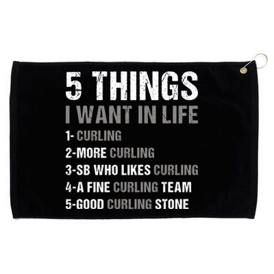 Sport 5 Things I Want In Life Curling Great Gift Grommeted Golf Towel