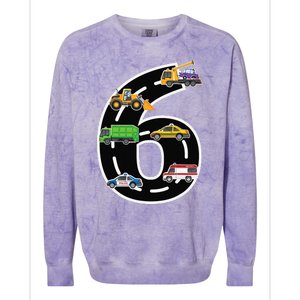 Six 6yr 6th Birthday 6 Years Old Birthday Decoration Colorblast Crewneck Sweatshirt