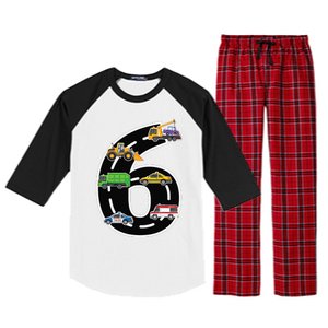 Six 6yr 6th Birthday 6 Years Old Birthday Decoration Raglan Sleeve Pajama Set