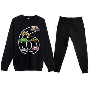 Six 6yr 6th Birthday 6 Years Old Birthday Decoration Premium Crewneck Sweatsuit Set