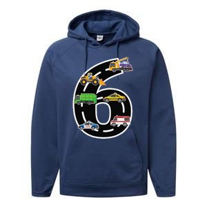 Six 6yr 6th Birthday 6 Years Old Birthday Decoration Performance Fleece Hoodie