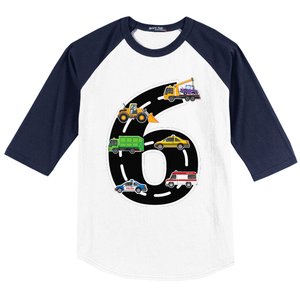 Six 6yr 6th Birthday 6 Years Old Birthday Decoration Baseball Sleeve Shirt