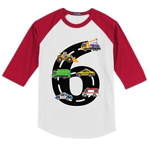 Six 6yr 6th Birthday 6 Years Old Birthday Decoration Kids Colorblock Raglan Jersey