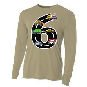 Six 6yr 6th Birthday 6 Years Old Birthday Decoration Cooling Performance Long Sleeve Crew