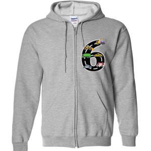 Six 6yr 6th Birthday 6 Years Old Birthday Decoration Full Zip Hoodie