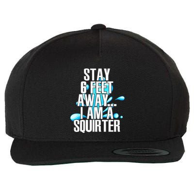 Stay 6 Feet Away I Am A Squirter Funny Wet Water Squirt Wool Snapback Cap