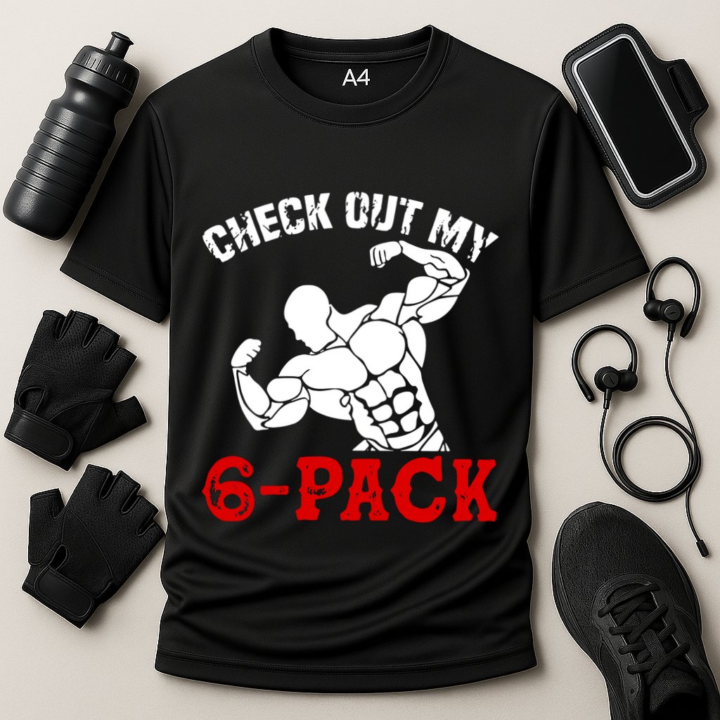 Six 6 Pack Bodybuilding Cooling Performance Crew T-Shirt