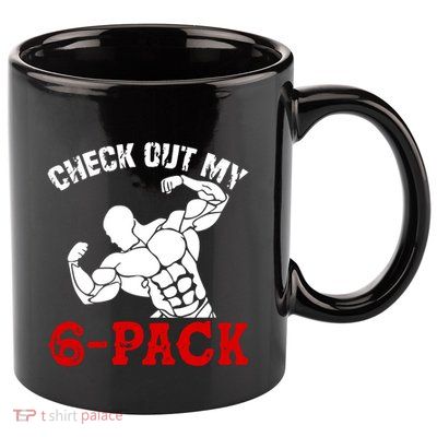 Six 6 Pack Bodybuilding 11oz C Handle Ceramic Mug