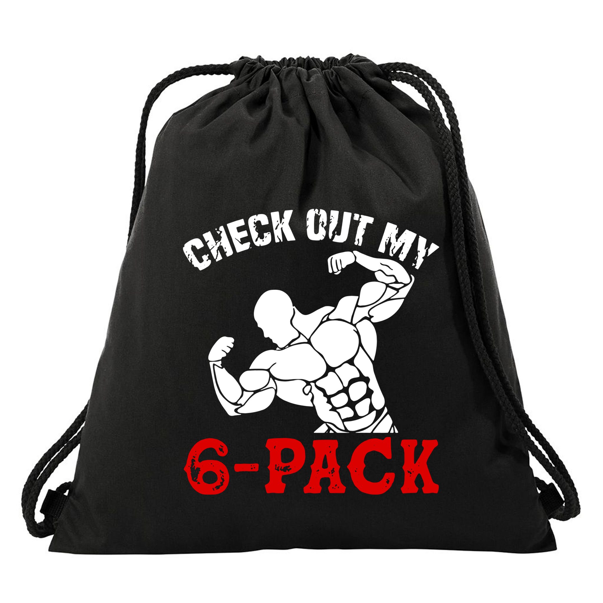 Six 6 Pack Bodybuilding Drawstring Bag