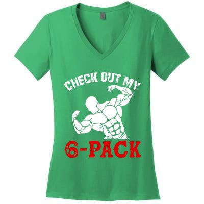 Six 6 Pack Bodybuilding Women's V-Neck T-Shirt