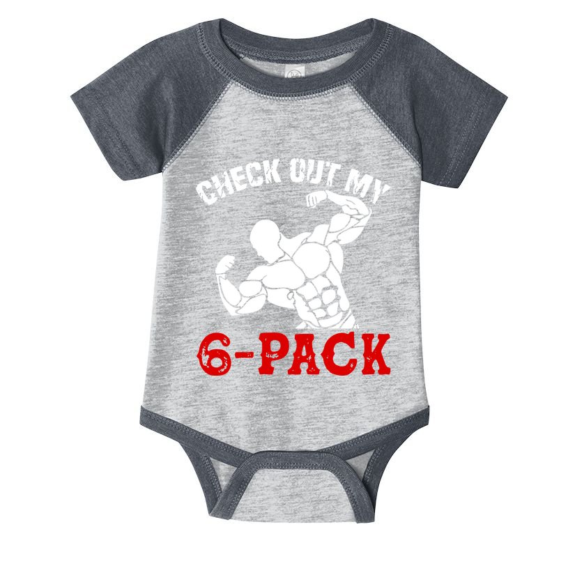 Six 6 Pack Bodybuilding Infant Baby Jersey Bodysuit