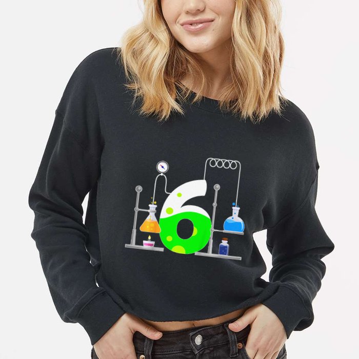 Scientist 6 Years Old 6th Birthday Experiments Science Cropped Pullover Crew