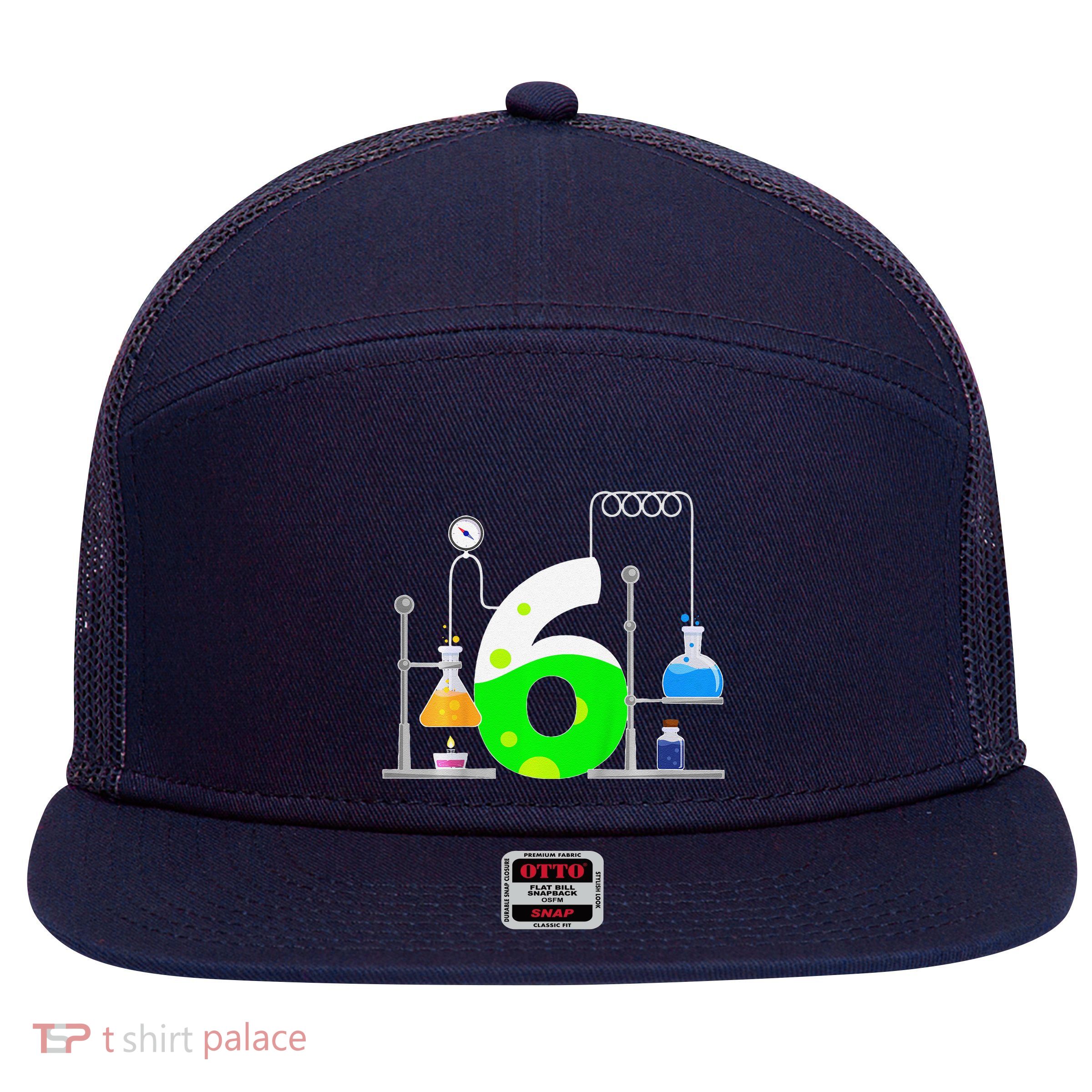 Scientist 6 Years Old 6th Birthday Experiments Science 7 Panel Mesh Trucker Snapback Hat