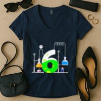Scientist 6 Years Old 6th Birthday Experiments Science Women's V-Neck T-Shirt