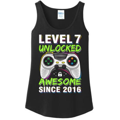 Seven 7yr BDay Son Boy Funny Gamer 7th 7 Years Old Birthday Ladies Essential Tank