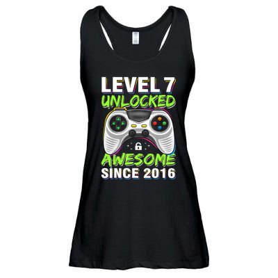 Seven 7yr BDay Son Boy Funny Gamer 7th 7 Years Old Birthday Ladies Essential Flowy Tank