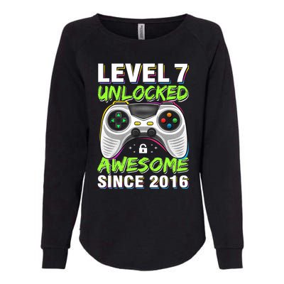 Seven 7yr BDay Son Boy Funny Gamer 7th 7 Years Old Birthday Womens California Wash Sweatshirt