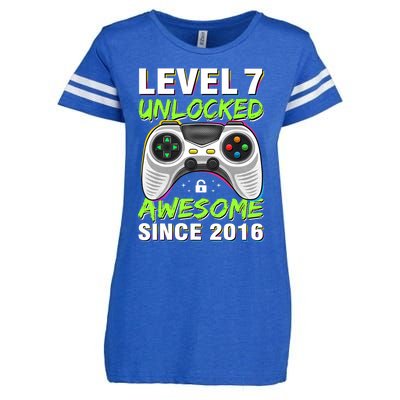 Seven 7yr BDay Son Boy Funny Gamer 7th 7 Years Old Birthday Enza Ladies Jersey Football T-Shirt