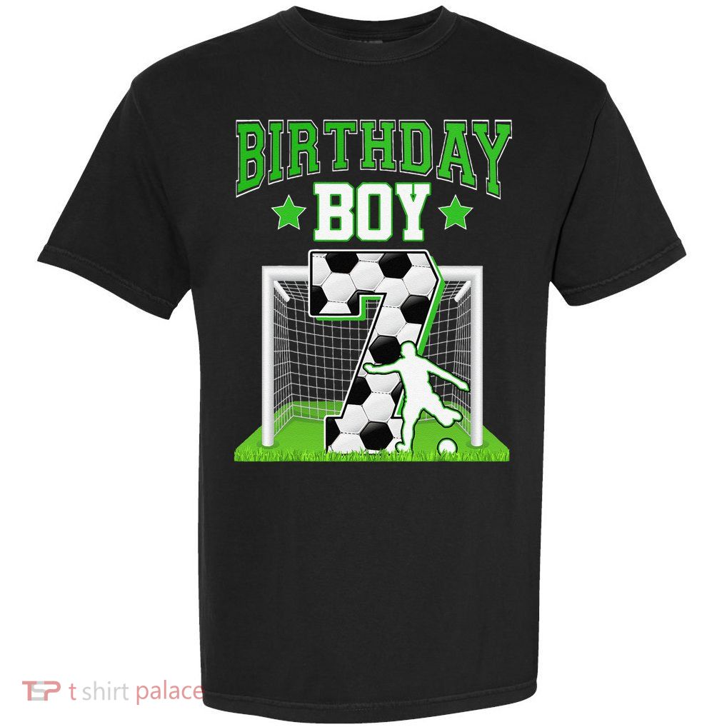 Soccer 7th Birthday 7 Year Old Sport Fan 7yr Party Gift Garment-Dyed Heavyweight T-Shirt
