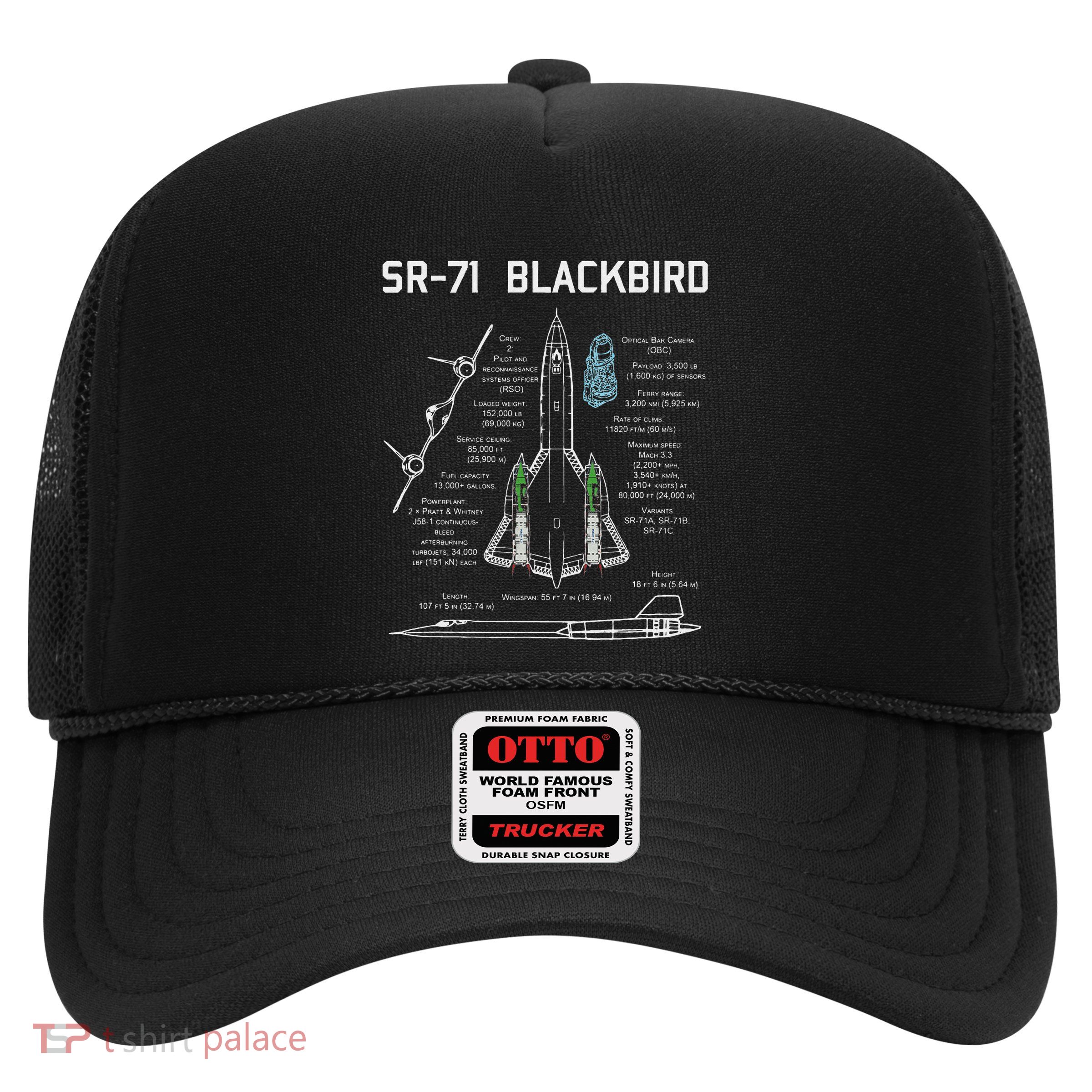 Sr 71 Blackbird Specs Tshir Trucker Hat