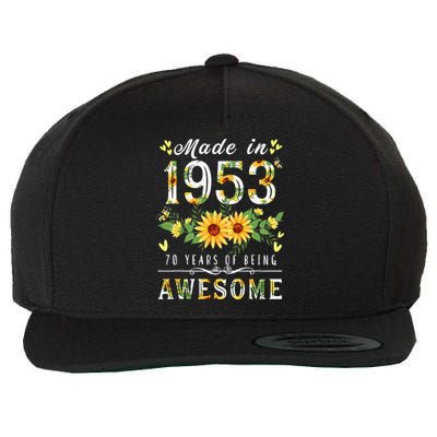 Sunflower 70th Birthday Gifts For Women Floral Best Of 1953 Wool Snapback Cap