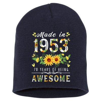 Sunflower 70th Birthday Gifts For Women Floral Best Of 1953 Short Acrylic Beanie