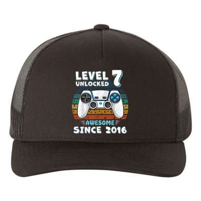 Seven 7yr BDay Son Boy Funny Gamer 7th 7 Years Old Birthday Yupoong Adult 5-Panel Trucker Hat