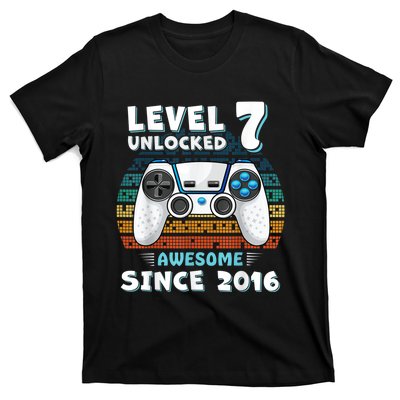 Seven 7yr BDay Son Boy Funny Gamer 7th 7 Years Old Birthday T-Shirt