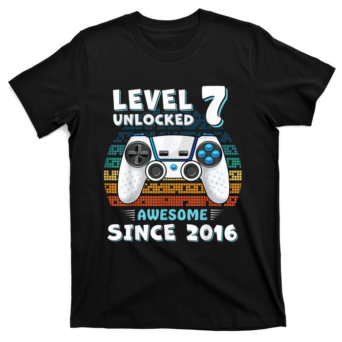 Seven 7yr BDay Son Boy Funny Gamer 7th 7 Years Old Birthday T-Shirt