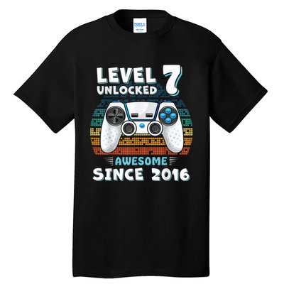 Seven 7yr BDay Son Boy Funny Gamer 7th 7 Years Old Birthday Tall T-Shirt