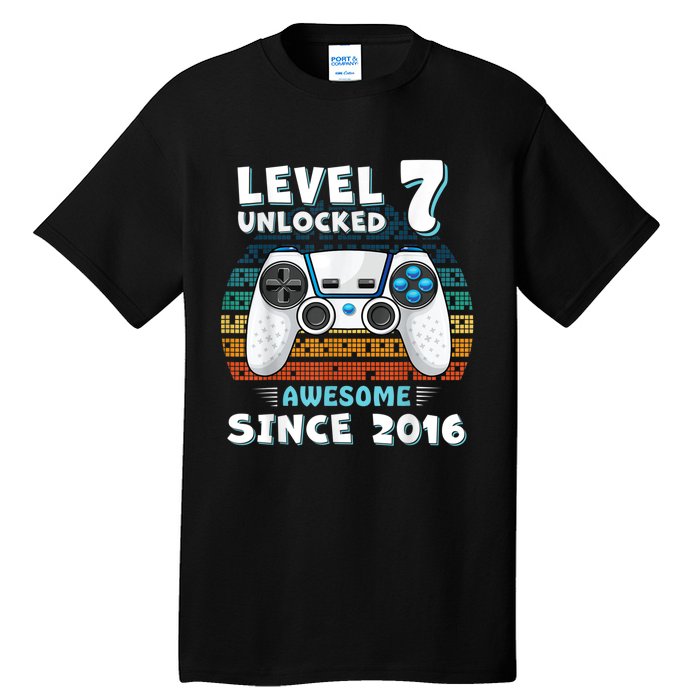 Seven 7yr BDay Son Boy Funny Gamer 7th 7 Years Old Birthday Tall T-Shirt