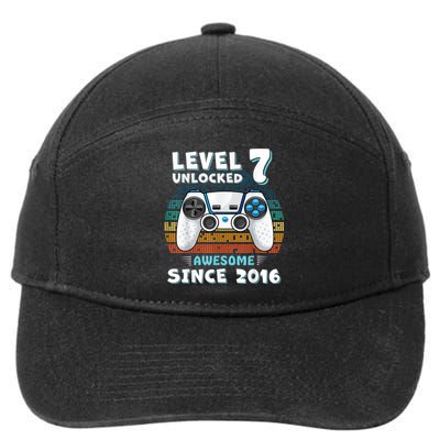 Seven 7yr BDay Son Boy Funny Gamer 7th 7 Years Old Birthday 7-Panel Snapback Hat