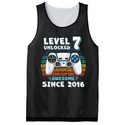 Seven 7yr BDay Son Boy Funny Gamer 7th 7 Years Old Birthday Mesh Reversible Basketball Jersey Tank