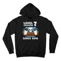 Seven 7yr BDay Son Boy Funny Gamer 7th 7 Years Old Birthday Tall Hoodie