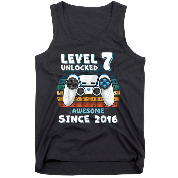 Seven 7yr BDay Son Boy Funny Gamer 7th 7 Years Old Birthday Tank Top