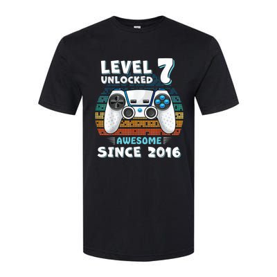 Seven 7yr BDay Son Boy Funny Gamer 7th 7 Years Old Birthday Softstyle CVC T-Shirt