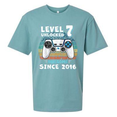 Seven 7yr BDay Son Boy Funny Gamer 7th 7 Years Old Birthday Sueded Cloud Jersey T-Shirt