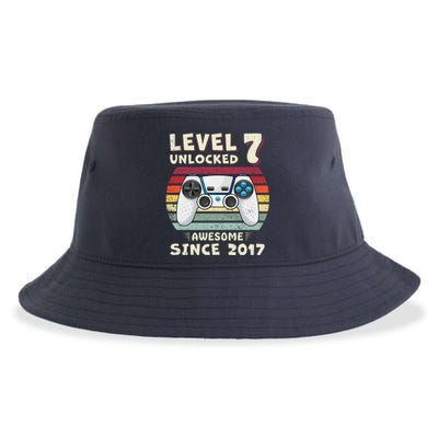 Seven 7th Birthday Decoration Boy 7yr 7 Year Old Birthday Sustainable Bucket Hat