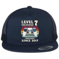 Seven 7th Birthday Decoration Boy 7yr 7 Year Old Birthday Flat Bill Trucker Hat