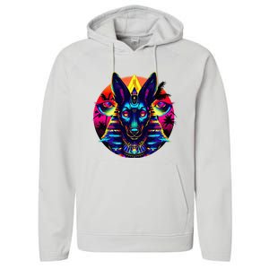 Streetwear 80s 90s Egypt Egyptian God Anubis Performance Fleece Hoodie