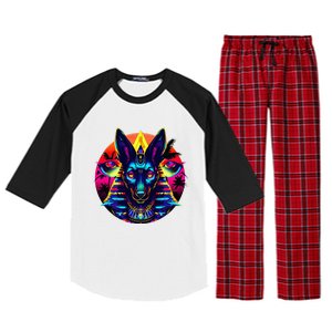 Streetwear 80s 90s Egypt Egyptian God Anubis Raglan Sleeve Pajama Set