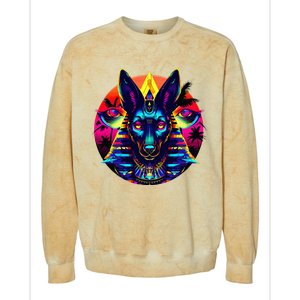 Streetwear 80s 90s Egypt Egyptian God Anubis Colorblast Crewneck Sweatshirt