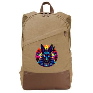 Streetwear 80s 90s Egypt Egyptian God Anubis Cotton Canvas Backpack