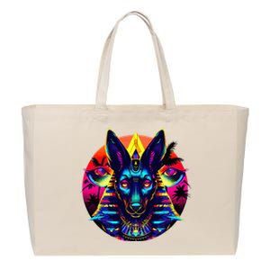 Streetwear 80s 90s Egypt Egyptian God Anubis Cotton Canvas Jumbo Tote